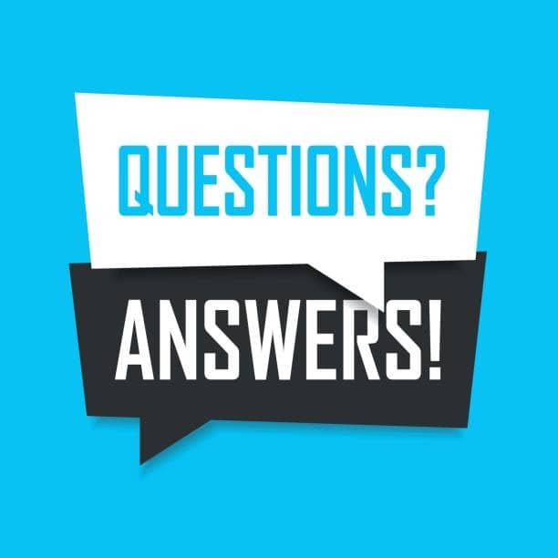 Questions and answers concept with speech bubbles on blue background representing FAQ support and expert advice